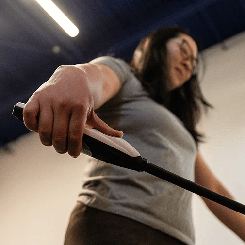 woman taking a body composition test